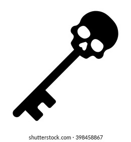 Skeleton / skull key for hidden treasure flat vector icon for games and apps