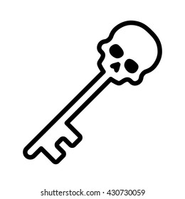 Skeleton / skull key line art vector icon for games and apps