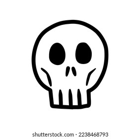 Skeleton skull line art design vector. Hand drawn character symbol. 