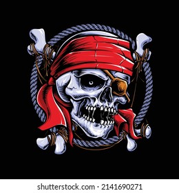 skeleton skull pirate vector illustration