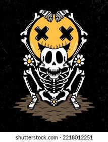 Skeleton smile illustration design concepts
