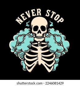 the skeleton smoke coming from his mouth
