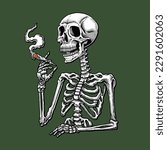 Skeleton Smoking and Chill Cartoon