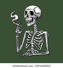 Skeleton Smoking and Chill Cartoon