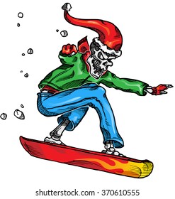 skeleton snow boarder isolated  wihite  background