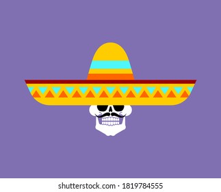 Skeleton in sombrero. Skull and Mexican hat. day of the dead in mexico
 
