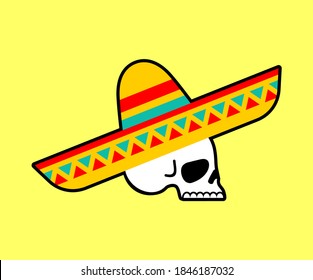 Skeleton in sombrero. Skull and Mexican hat. day of the dead in mexico
 
