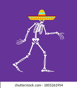 Skeleton in sombrero. Skull and Mexican hat. day of the dead in mexico
 
