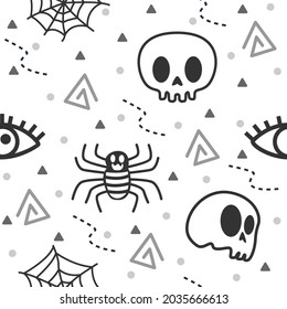Esqueleto con araña halloween ilustración de patrón