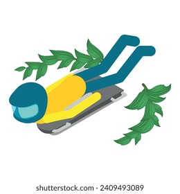 Skeleton sport icon isometric vector. Skeleton sled race athlete on competition. Winter sport concept