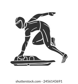 Skeleton Sport Icon Silhouette Illustration. Winter Sports Vector Graphic Pictogram Symbol Clip Art. Doodle Sketch Black Sign.