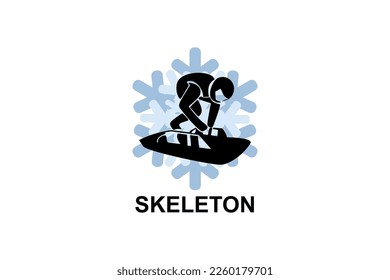 Skeleton sport vector line icon. an athlete playing skeleton. sport pictogram, vector illustration.