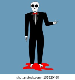 Skeleton with Suit Vector Illustration