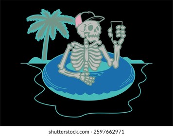 Skeleton Summer Vacation Relaxing Design