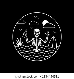 SKELETON SURFER CIRCLE BLACK BADGE