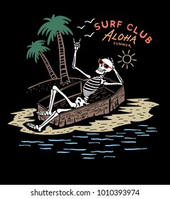 skeleton surfer ,Summer T shirt Graphic Design