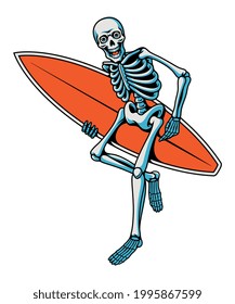 Surfista de Skeleton. Para camisetas, pegatinas y otros productos similares.