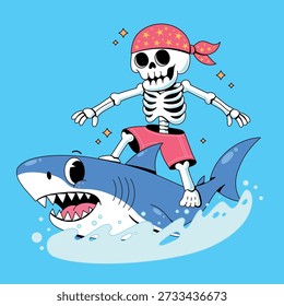 Esqueleto surfeando en un tiburón