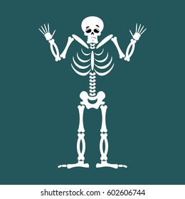 Skeleton Surprised Emoji. Skull astonished emotion isolated. Human bones