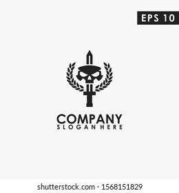 Skeleton With Sword Logo Design Modern Vector Template