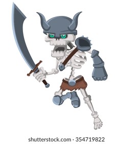 skeleton sword warrior in cartoon style