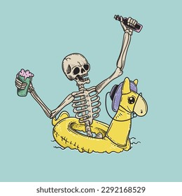 Skeleton taking a drink. Vector illustration of skeleton taking a drink
