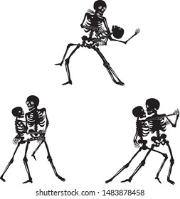 Skeleton, tango, dance, illustration, silhouette