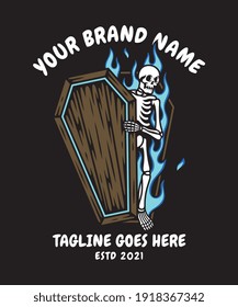 the skeleton that came out of the coffin , For t-shirts, stickers and other similar products.