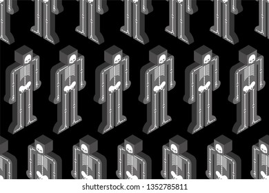 Skeleton toy pattern seamless. Skull and bones plaything background
