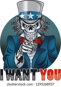 skeleton uncle sam pointing