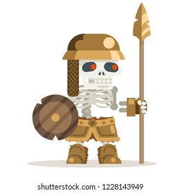 Skeleton undead guardian ancient dead resurrected warrior fantasy medieval action game RPG character layered animation ready character vector illustration