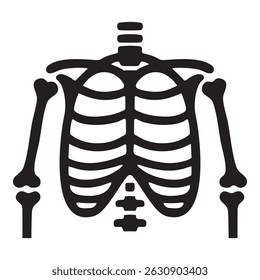 Skeleton of the upper human body icon, representing anatomy, bone structure, and human physiology. Symbolizes medical study, biology, health education, and skeletal system