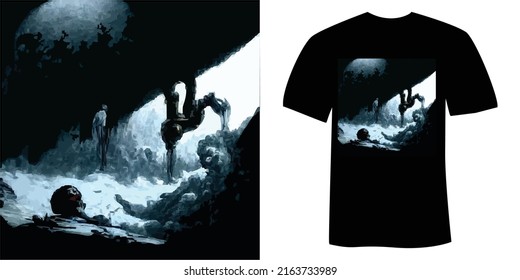 skeleton upside down t-shirt and apparel horror design vector illustration