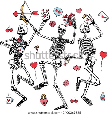 Skeleton valentine dancing, Valentines day, Skull roses, Funny valentine t shirt design