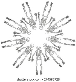 skeleton vector doodle pattern
