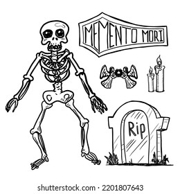 Skeleton vector illustration set isolated on white background