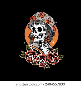 skeleton Vector old school tattoo vintage tattoo style illustration