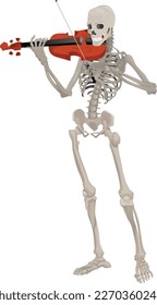 A skeleton with a violin in his hands