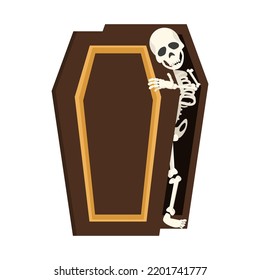 Skeleton Wake Up In Coffin Cartoon