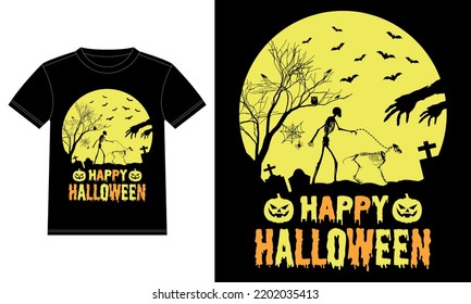 Skeleton Walking Golden Retriever Funny Halloween T-Shirt