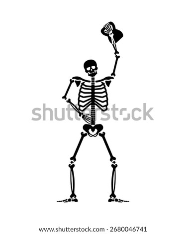Skeleton and weight. Skull and bones and sport. Sports dead man. Fitness bones