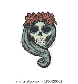  Skeleton woman. The day of Dead. Can be used as a sketch of a tattoo.