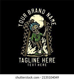 skeleton zombie vintage t shirt design template