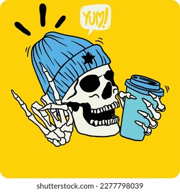 Skeletone Love Coffee T-Shirt Design, coffee T-Shirt, I love coffee, skeleton, skull