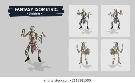 Skeletons Fantasy game assets - Isometric Vector Illustration