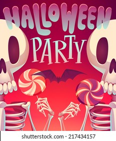 Skeletons. Halloween poster \ background \ card. Vector illustration.