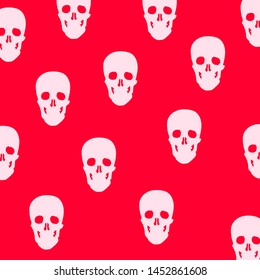 Skeletons pattern on the pink background. Vector illustration 