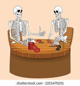 Skeletons playing cards vector art  eps