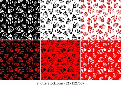 Skeletons seamless patterns. Bones pattern. Design for Halloween and day of the Dead. Vector illustration