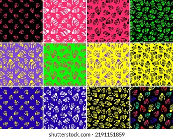 Skeletons seamless patterns. Bones pattern. Design for Halloween and day of the Dead. Vector illustration